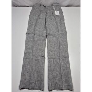 Manzini Dress Pants Mens 38x36 Gray Linen Flat Front Italy Summer NWT